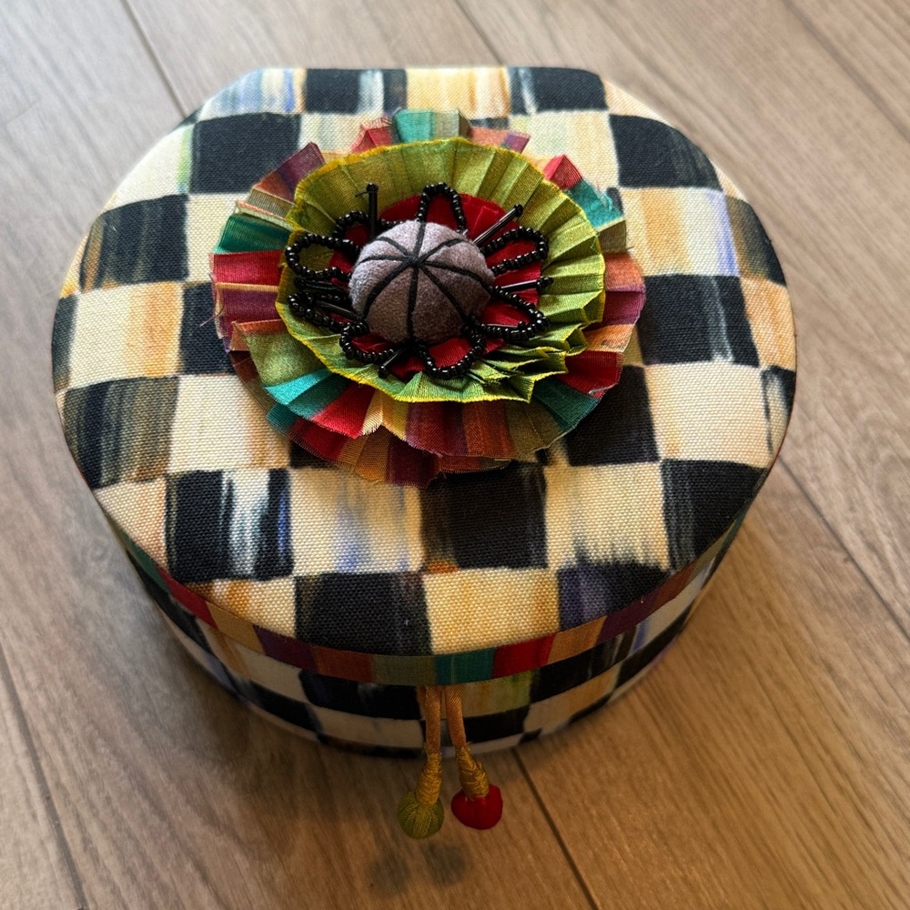 Mackenzie-Childs Courtly Check Round Jewelry Box